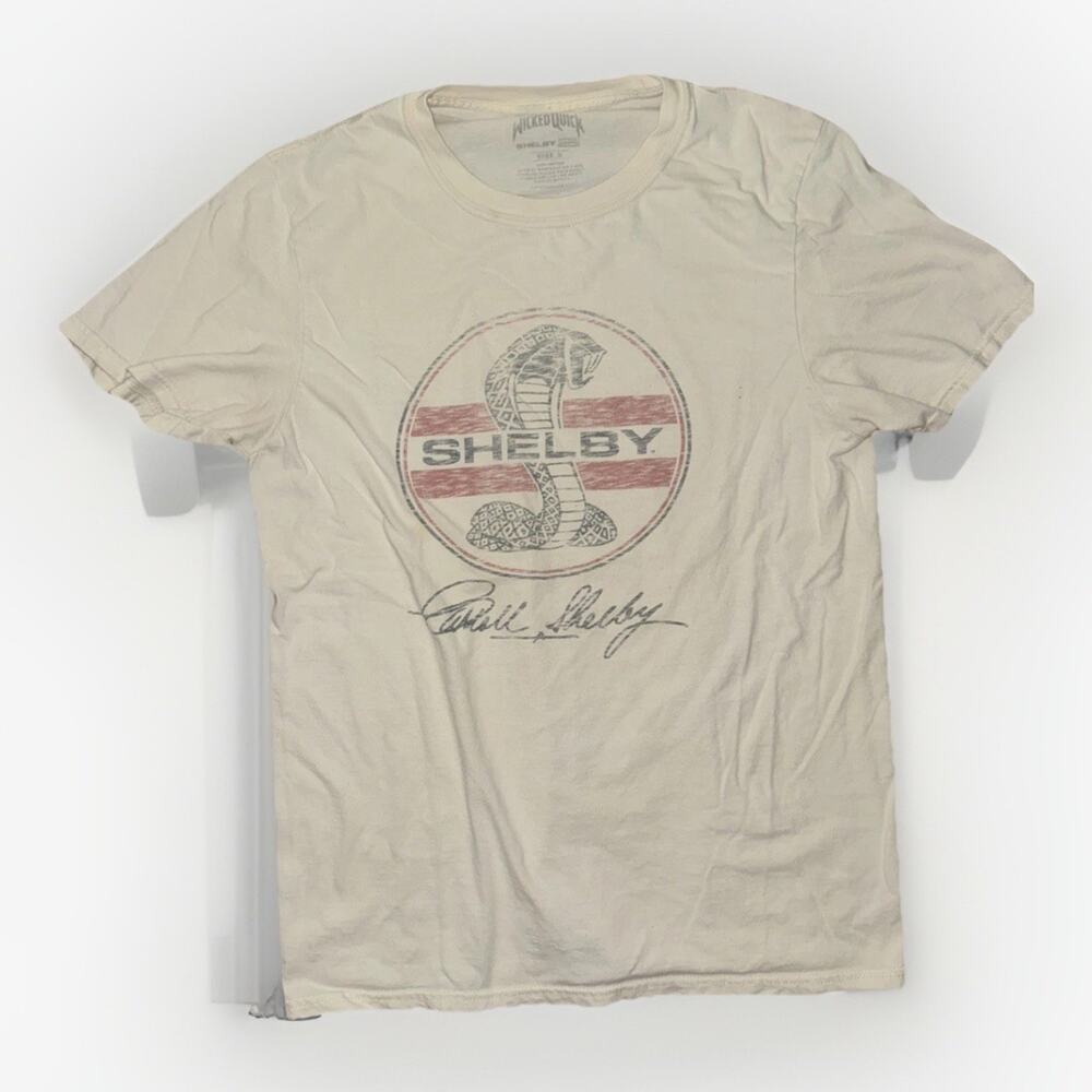 Wicked Quick Shelby Cobra Graphic T-Shirt White Small 17x25 Carroll Shelby Racin